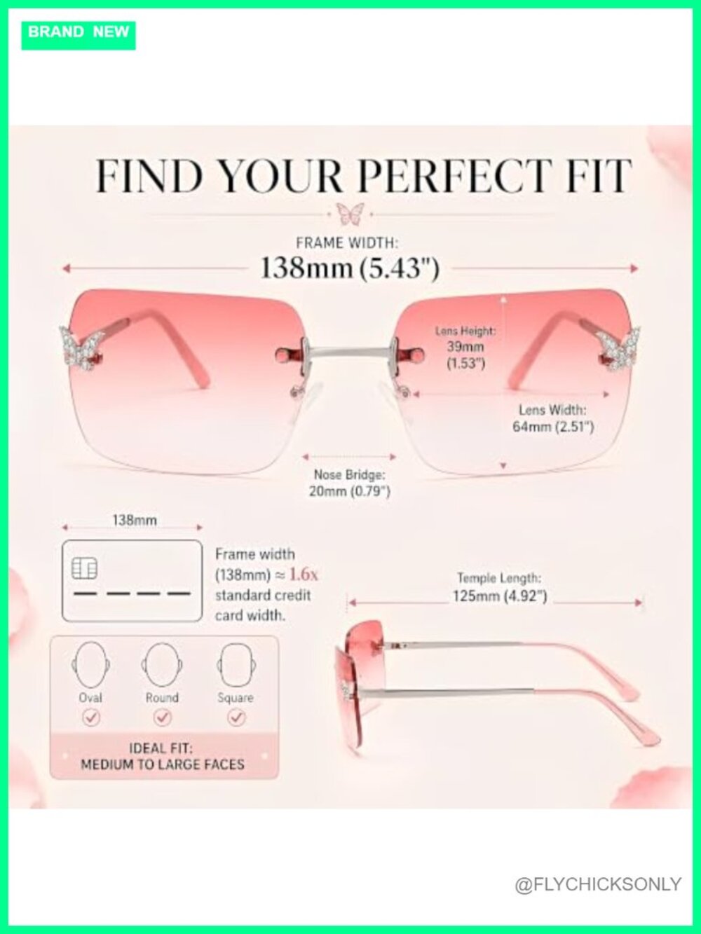 Y2K Rimless Sunglasses Spring Hinge UV400 Rave - Picture 4 of 6